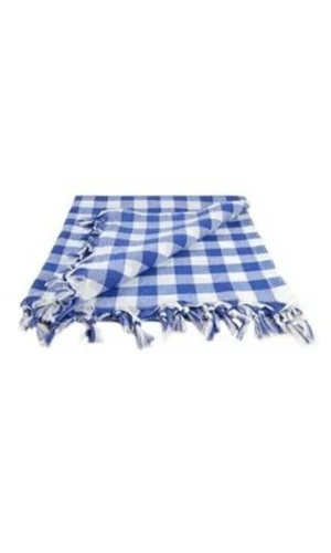 Kareli Saçaklı Mavi Masa/piknik/sofra Örtüsü 165x170 Cm