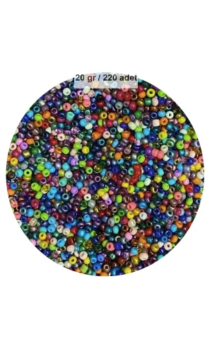 Karışık Renk 4 mm Yaklaşık 220 adet/20 gram Cam Boncuk Oya Yazma Bileklik ve Kolye