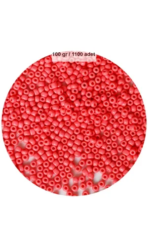 Karpuz Pembesi Renk 4 mm Yaklaşık 1100 adet / 100 gram Cam Boncuk Oya Yazma Bileklik ve Kolye