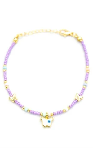 Kelebek Boncuk Bileklik - Mor