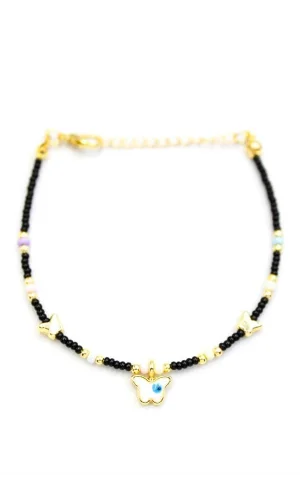 Kelebek Boncuk Bileklik - Siyah