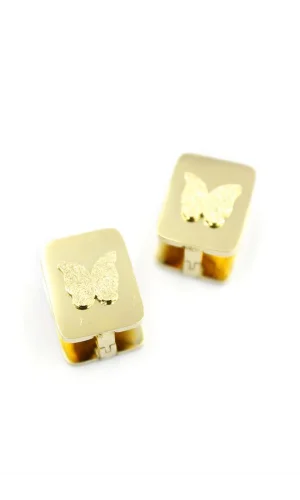 Kelebek Çelik Küpe - Altın