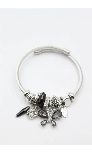 Kelebek Charm Bilezik - Siyah