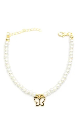 Kelebek İnci Bileklik - Altın