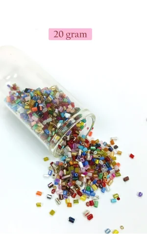 Kesme Cam Boncuk 2mm - 20 Gram - Karışık Renkli -BNC309