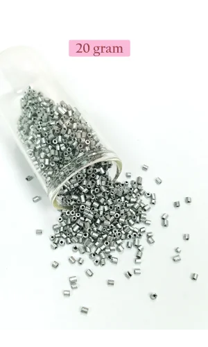 Kesme Cam Boncuk 2mm - 20 Gram - Mat Gümüş -BNC333