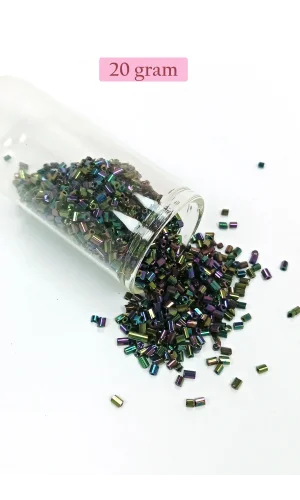 Kesme Cam Boncuk 2mm - 20 Gram - Parlak Alacalı -BNC304