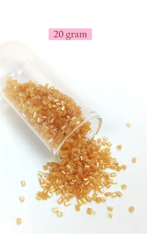 Kesme Cam Boncuk 2mm - 20 Gram - Şeffaf Altın -BNC318