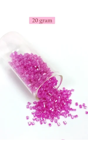Kesme Cam Boncuk 2mm - 20 Gram - Şeffaf Fuşya -BNC315
