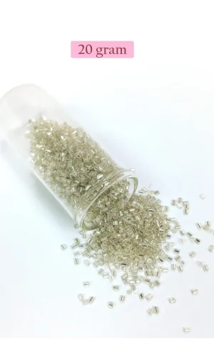 Kesme Cam Boncuk 2mm - 20 Gram - Şeffaf Gümüş -BNC330