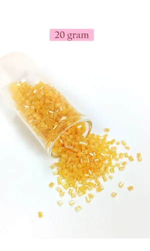 Kesme Cam Boncuk 2mm - 20 Gram - Şeffaf Koyu Sarı -BNC313