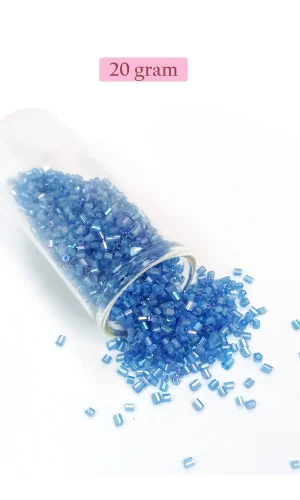 Kesme Cam Boncuk 2mm - 20 Gram - Şeffaf Mavi -BNC326