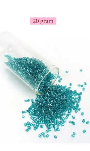 Kesme Cam Boncuk 2mm - 20 Gram - Şeffaf Turkuaz -BNC316