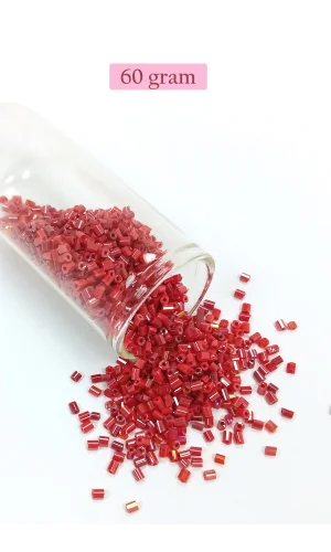 Kesme Cam Boncuk 2mm - 60 Gram - Koyu Kırmızı - BNC370