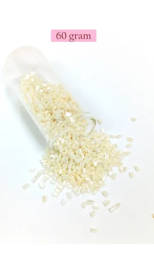 Kesme Cam Boncuk 2mm - 60 Gram - Krem - BNC384