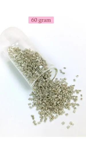 Kesme Cam Boncuk 2mm - 60 Gram - Parlak Gümüş - BNC376
