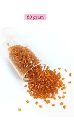 Kesme Cam Boncuk 2mm - 60 Gram - Şeffaf Koyu Turuncu - BNC375