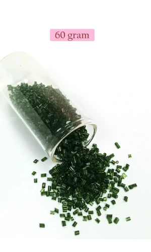 Kesme Cam Boncuk 2mm - 60 Gram - Şeffaf Koyu Yeşil - BNC367
