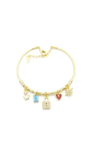 Kilit Charmlı Bilezik - Altın