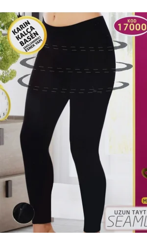 Korseli Dikişsiz İz Yapmaz Bayan Uzun Tayt 17000 Siyah
