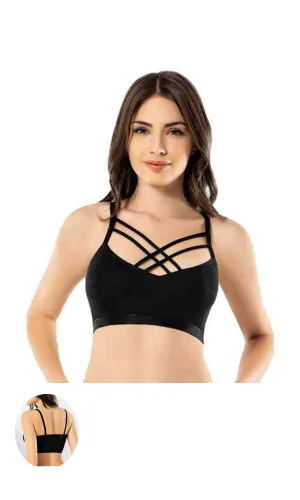 Kota 3 Adet Siyah Çapraz İpli Büstiyer