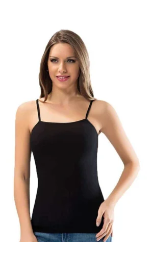 Kota Bayan İp Askılı Siyah Atlet 6091