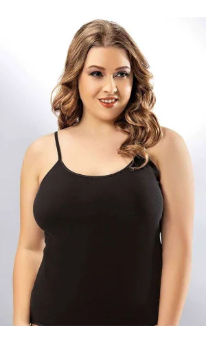 Kota Bayan İp Askılı Siyah Battal Atlet 6091