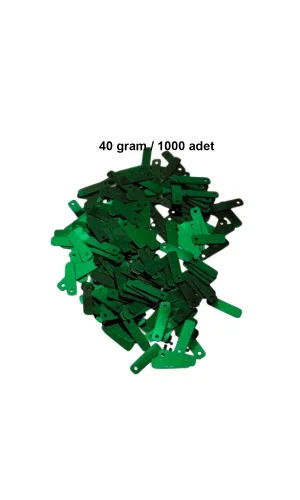 Koyu Yeşil 15 x 5 mm Dantel Oya Yazma Halhal Abiye Lazer Kesim Pul 1000 adet / 40 gram