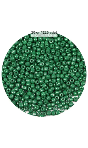 Koyu Yeşil Renk 4 mm Yaklaşık 220 adet/20 gram Cam Boncuk Oya Yazma Bileklik ve Kolye