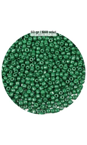 Koyu Yeşil Renk 4 mm Yaklaşık 660 adet / 60 gram Cam Boncuk Oya Yazma Bileklik ve Kolye