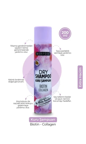 Kuru Şampuan Biotin Collagen 200 ML - Ekstra Hacim - mrfs