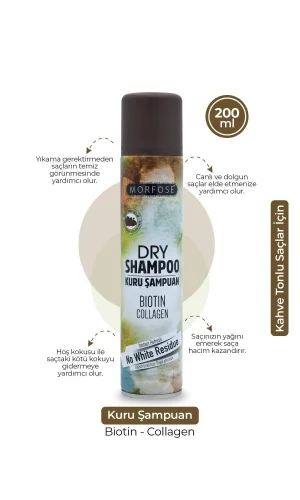 Kuru Şampuan Biotin Collagen 200 ML - Kahverengi Saçlar - mrfs