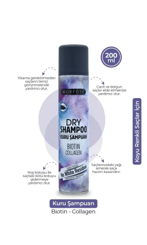 Kuru Şampuan Biotin Collagen 200 ML - Koyu Renkli Saçlar - mrfs