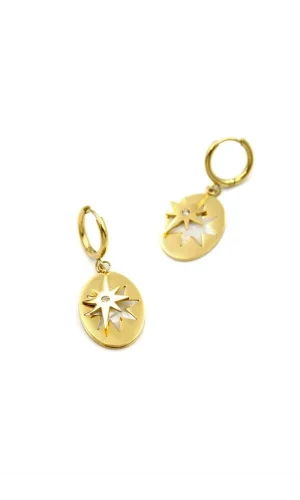 Kutup Yıldızı Sallantılı Küpe - Altın