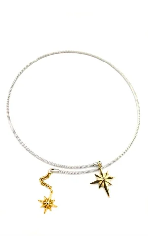 Kutup Yıldızı Tasma Kolye - Gümüş