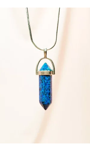 Labradorit Doğal Taşı Zincirli El Yapımı Tasarımlı Kolye Uç: 3,5 cm Zincir: 20 cm Kutulu