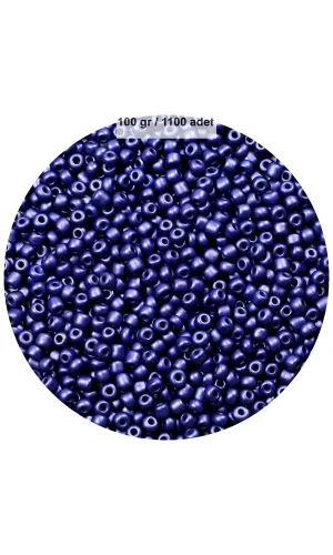 Lacivert Renk 4 mm Yaklaşık 1100 adet / 100 gram Cam Boncuk Oya Yazma Bileklik ve Kolye