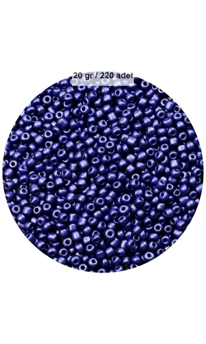 Lacivert Renk 4 mm Yaklaşık 220 adet/20 gram Cam Boncuk Oya Yazma Bileklik ve Kolye