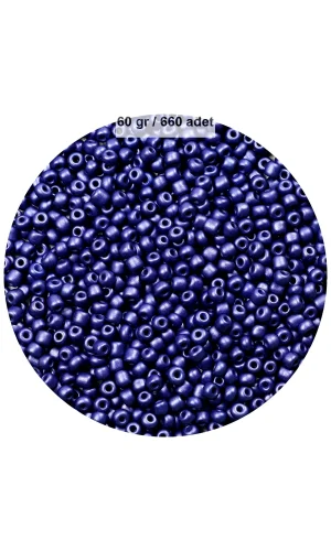 Lacivert Renk 4 mm Yaklaşık 660 adet / 60 gram Cam Boncuk Oya Yazma Bileklik ve Kolye