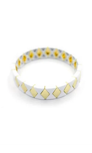 Lastikli Porselen Bilezik - Beyaz