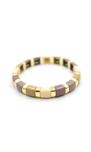 Lastikli Porselen Bilezik - Kahverengi