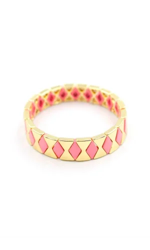 Lastikli Porselen Bilezik - Pembe