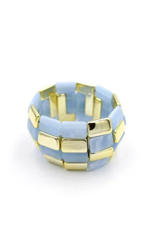 Lastikli Taşlı Bilezik - Mavi