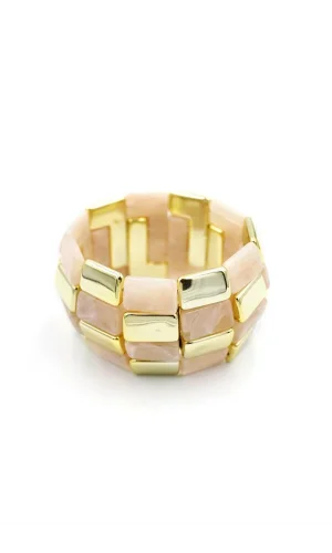 Lastikli Taşlı Bilezik - Pembe