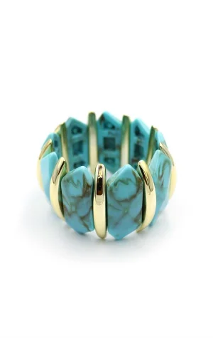 Lastikli Taşlı Bilezik - Turkuaz