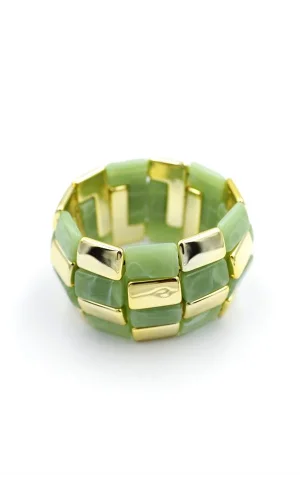 Lastikli Taşlı Bilezik - Yeşil