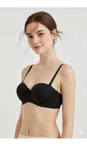 Lazer Kesim Dolgulu Telsiz  İz Yapmaz Sütyen Siyah