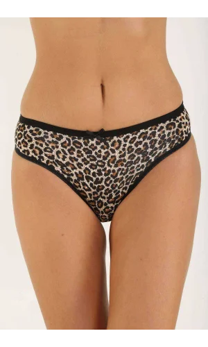 Leopar Desenli Likralı Yumuşak Dokulu Kadın Slip Külot