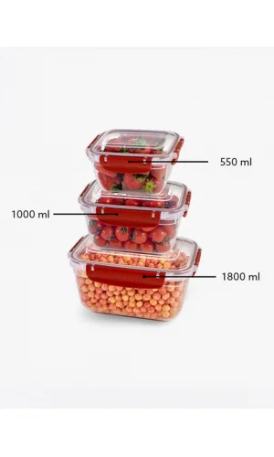 Master Dikdörtgen Saklama Seti 3lü 550-1000-1800 Ml Royaleks-30866