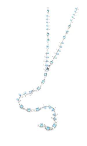 Mavi Taşlı Y Kolye - Gümüş